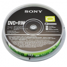 索尼（SONY）DVD+RW 1-4速4.7G 可擦写 碟片/光盘/刻录盘/空白光盘 桶装10片