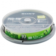 索尼（SONY）DVD+RW 1-4速4.7G 可擦写 碟片/光盘/刻录盘/空白光盘 桶装10片