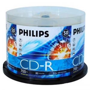 飞利浦（PHILIPS）CD-R 52速700M 碟片/空白光盘/刻录盘 桶装50片
