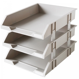 得力（deli）9206 A4三层塑料文件盘/文件架/文件栏 灰色