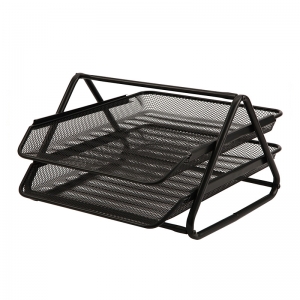 创奇艺（CQY）CQY-2002 金属网状A4二层文件盘/文件篮/文件栏 黑色