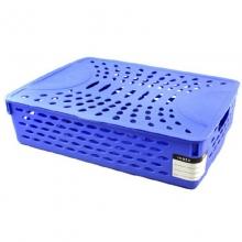 得力（deli）923 有盖 A4公文篮/发票票据篮/文件栏/文件筐 蓝色 360*260* 90mm