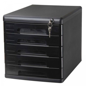 得力（deli）9778 五层带锁 桌面文件柜/资料柜/收纳柜 黑色