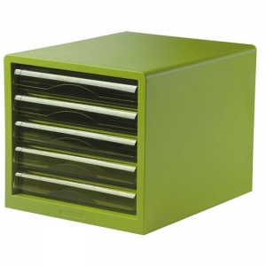 得力（deli）9777 五层无锁透明抽屉 桌面文件柜/资料柜/收纳柜 绿色