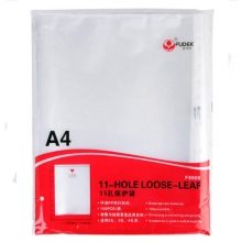 富得快（FUDEK）F8900 厚度4C 11孔活页资料袋/A4透明文件袋/11孔袋/文件保护套 A4 100个装 透明