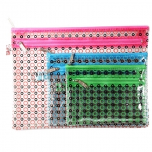 渡美（Dumei）NF643-A4 双层塑料PVC透明拉链文件袋/彩色圆点资料袋收纳袋 A4 (33*25cm) 黄色
