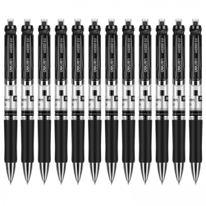 得力（deli）S01 按动签字笔/中性笔/水笔 0.5mm 黑色 12支装