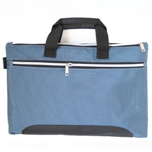 易利文（YILIWEN）100-7 立体手提文件袋双拉链/方格纹手提文件袋 27*38.5*4cm 蓝色