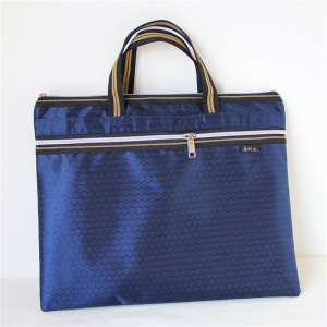 易利文（YILIWEN）915-3 水立方纹手提双拉链 37.5*30.5cm 深蓝色