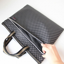 易利文（YILIWEN）915-10 仿皮双拉链手提文件袋 37*29.5cm 灰色