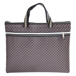 易利文（YILIWEN）915-10 仿皮双拉链手提文件袋 37*29.5cm 棕色