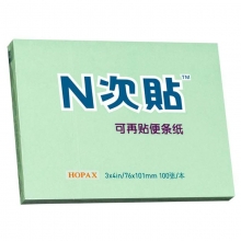 N次贴（STICKN）31011 可再贴便条纸/便利贴/百事贴/便签纸/报事贴/告事贴 76×100mm 蓝色 100张/本 12本/包