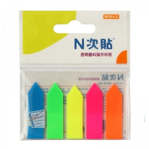 N次贴（STICKN）34015 透明塑料5色箭头组合型便条贴/标签贴 45*12mm*5本 20张/本