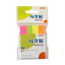 N次贴（STICKN）34019 荧光四色纸质指示标签/便利贴 76*14mm*4条 100张/本