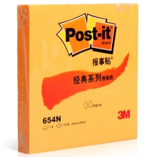 3M（3M）654N 经典系列便条纸/报事贴 76*76mm 荧光橙色 12本/包