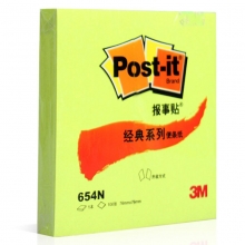 3M（3M）654N 经典系列便条纸/报事贴 76*76mm 荧光绿色 12本/包