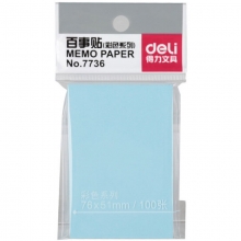 得力（deli）7736-12 强黏性便利贴/标签纸/便签纸 76*51mm*100页 颜色随机 12本装