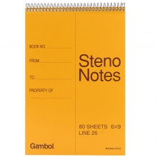 渡边（Gambol）S6090 螺旋装订速记本/记事本 6x9寸(152*228mm) 80页 竖翻 6本装