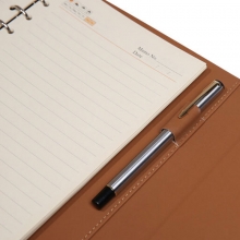 萨搏（SABO）6-16/A5 活页仿皮笔记本/三折6孔皮面本 A5-62页100g米黄内芯 橙色