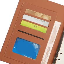 萨搏（SABO）6-16/A5 活页仿皮笔记本/三折6孔皮面本 A5-62页100g米黄内芯 橙色