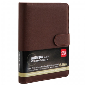 得力（deli）3151 活页记事本/6孔活页仿皮本/皮面本 A5（210*145mm）100页 棕色