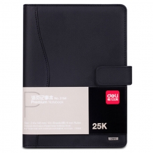 得力（deli）3164 高档款活页皮面本/商务办公记事本笔记本 A5（25K）100页 黑色