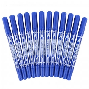 齐心（Comix）MK804 油性小双头记号笔 1.5mm/0.5mm 蓝色 10支装