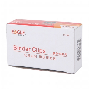 益而高（EaGLE）TY145 纸盒装长尾票夹/燕尾夹/长尾夹/铁夹子/凤尾夹 19mm 黑色 12只/盒