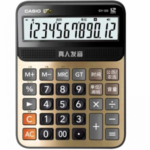 卡西欧（CASIO）GY-120 真人语音计算器 大型机 12位 金色