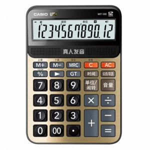 卡西欧（CASIO）MY-120 真人语音计算器 小型机 12位 金色