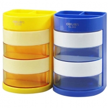 得力（deli）904 四层彩色多功能办公笔筒 颜色随机 H125*W82*L83mm