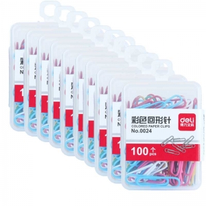 得力（deli）0024 彩色回形针/曲别针 28mm 100枚/盒 10盒装