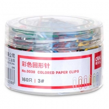 得力（deli）0038 筒装彩色回形针/曲别针 29mm 160枚/筒