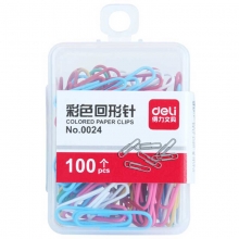 得力（deli）0024 彩色回形针/曲别针 28mm 100枚/盒 10盒装