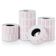 得力（deli）3210 通用单排标价纸 10卷装 21.5*12mm 白色+双红线 10卷/筒