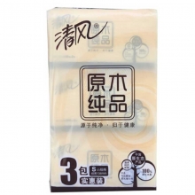 清风（APP）BR38SC 原木纯品系列面巾纸/抽纸/软抽纸巾（小）206*136mm 2层*200抽*3包*16提/箱