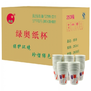 绿奥 250ml 一次性纸杯（紫红荷花）8盎司 250G加厚款 50个/提，40提/箱