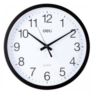 得力（deli）9005 挂钟/石英钟表/静音时钟/卧室圆形挂表 12寸 30cm 黑色