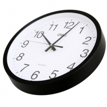 得力（deli）9006 挂钟圆形方形挂钟钟表客厅挂式静音钟表墙壁装饰品 37cm 黑色 14.5寸