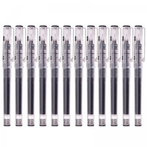 白雪（snowhite）X55 多色直液式走珠笔/中性笔 0.5mm 黑色 12支装