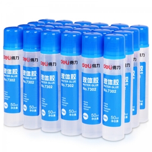 得力（deli）7302 液体胶水办公透明胶水 50ml*24瓶/盒