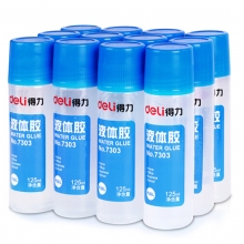 得力（deli）7303 液体胶水办公透明胶水 125ml*12瓶/盒