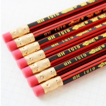 中华（GHUNG HWA）6151 HB 经典红黑抽条书写铅笔 带橡皮头 12支/盒
